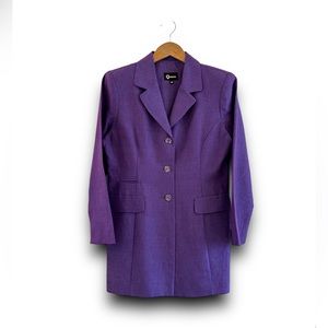 Quadra Iridescent Mid Length Blazer Glitter Button Purple Artsy Size 10P Vintage